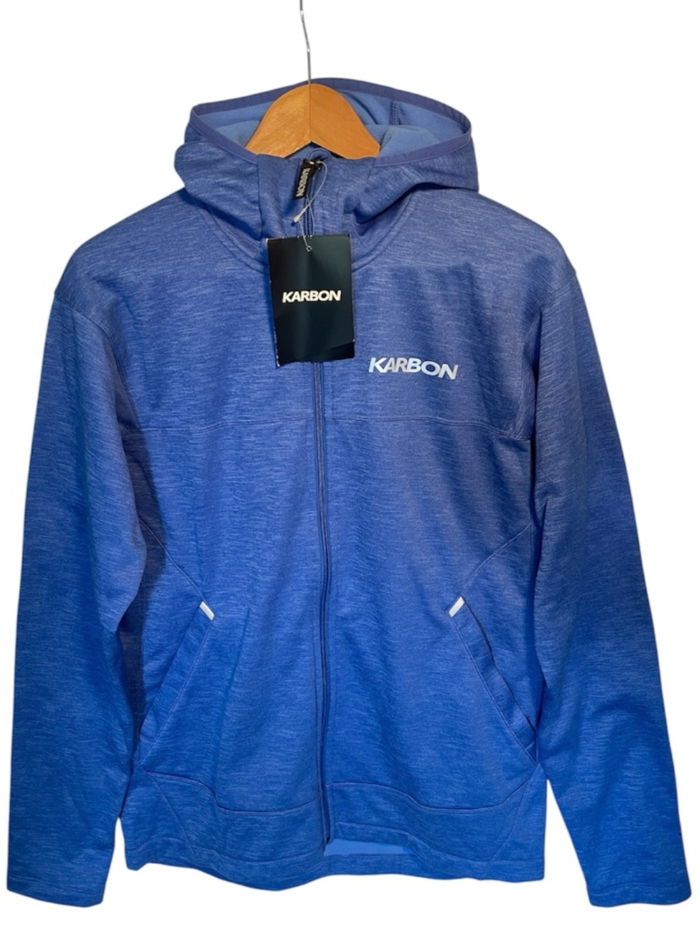 Karbon Full Zip Light Fleece Scuba Neck Hoodie Blue Men’s Large NWT